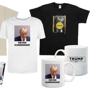Donald Trump T-shirt and coffee mug.